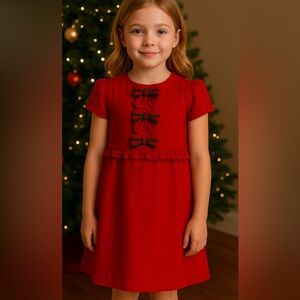 GUCCI Red Kids Designer Christmas Holiday Dress with Ruffle Details